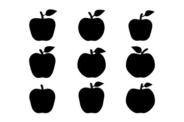 Black Apple Fruit Minimalist Silhouette Vector Illustration