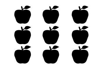 Black Apple Fruit Minimalist Silhouette Vector Illustration