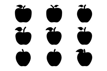 Black Apple Fruit Minimalist Silhouette Vector Illustration