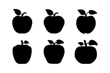 Black Apple Fruit Minimalist Silhouette Vector Illustration