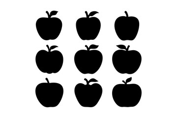 Black Apple Fruit Minimalist Silhouette Vector Illustration