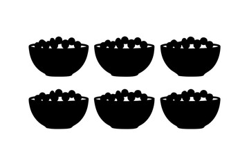 Black Bowl Filled with Fruit Black Salad Vector Illustration