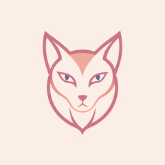 Elegant Cat Head Logo in Fine Line Art Style