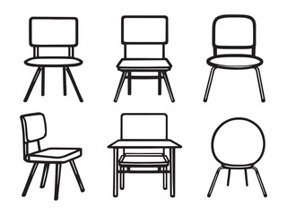Classroom Chair line art vector illustration