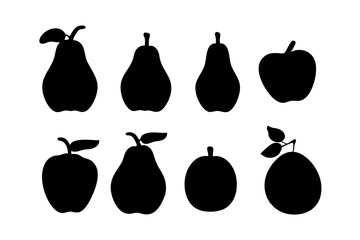 Black Guava Fruit Minimalist Silhouette Vector Illustration
