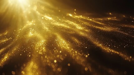 Golden particles stream across a dark background.