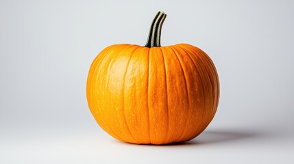 Obraz premium Bright Orange Pumpkin on a Plain Background for Fall and Harvest