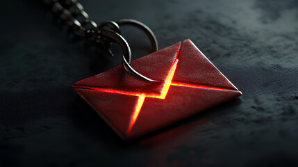 Phishing Awareness A conceptual image of a fishing hook disguised as an email icon, warning viewers about the dangers of falling for phishing scams and fraudulent emails