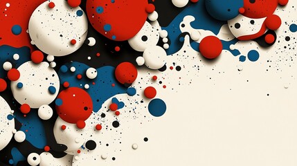 Colorful, abstract circles and splatters create a dynamic design.