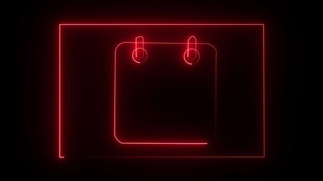 Neon calendar icon glowing in dark. Calendar icon illustration, cyber neon visual, glowing border grid vector. calendar  icon illustration isolated vector sign symbol