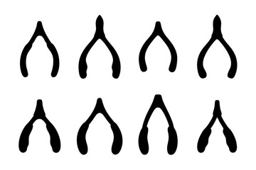 Black Wishbone Silhouette Icon Vector Illustration