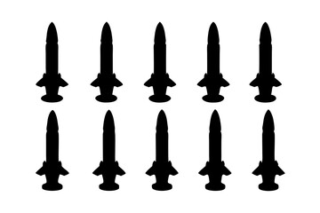 Black Missile or Rocket with Nozzle Base Vector Illustration