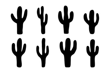 Obraz premium Cactus Desert Black Silhouette Icon Vector Illustration