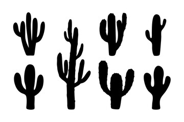 Cactus Desert Black Silhouette Icon Vector Illustration