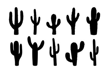 Cactus Desert Black Silhouette Icon Vector Illustration