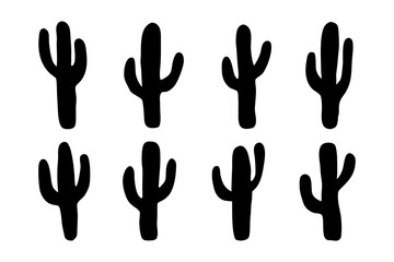 Cactus Desert Black Silhouette Icon Vector Illustration