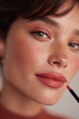 close-up of makeup artist magic touch evoking enchanting allure of vibrant cosmetics secrets revealed