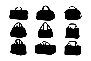 Classic black duffel bag with handle vector illustration