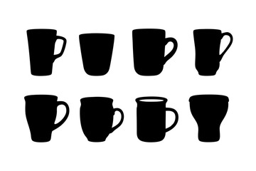 Coffee mug teacup or beverage cup black vector illustration