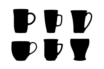 Coffee mug teacup or beverage cup black vector illustration