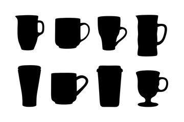 Coffee mug teacup or beverage cup black vector illustration