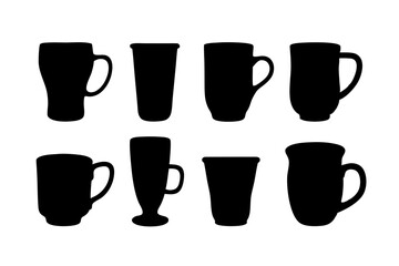 Coffee mug teacup or beverage cup black vector illustration