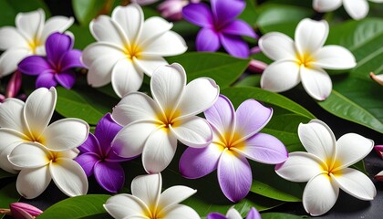 Vibrant blossoms of various colors on a dark background.