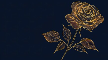 Golden outline rose design on a dark background.