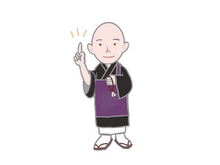 Obraz premium An illustration of a monk wearing a robe pointing his index finger and flashing a light