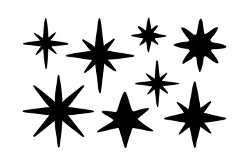Eight pointed star shape black silhouette vector illustration