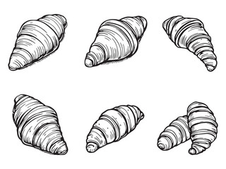 Croissant line art vector illustration