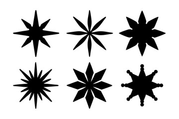 Fototapeta premium Eight pointed star shape black silhouette vector illustration