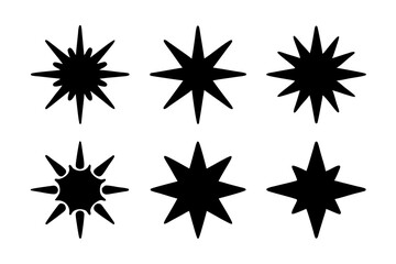 Eight pointed star shape black silhouette vector illustration
