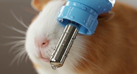 Adorable Guinea Pig Quenching Thirst with a Modern Water Bottle