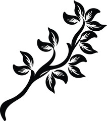 Elegant Black Floral Branch Design Element for Decoration