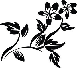 Elegant Black and White Floral Branch Design Element