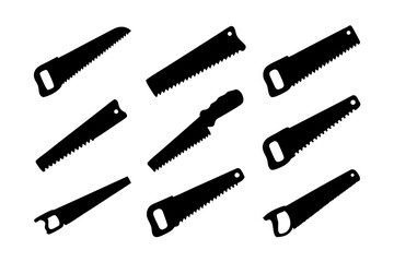 Hand saw tool black silhouette vector illustration