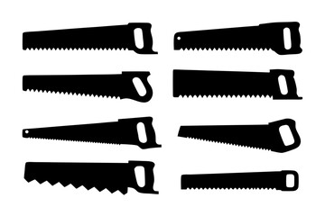 Hand saw tool black silhouette vector illustration
