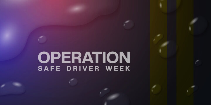 July is National Operation Safe Driver Week. Road, water and light. Great for posters, banners and social media. Black background.