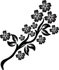 Elegant Black and White Floral Branch Design Element