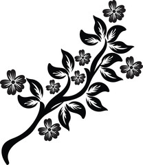Obraz premium Elegant Black and White Floral Branch Design Element
