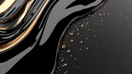 Fluid, luxurious black and gold abstract design.