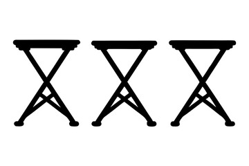 Portable Folding Keyboard Stand Black Silhouette Vector Illustration