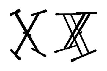 Portable Folding Keyboard Stand Black Silhouette Vector Illustration