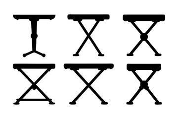 Portable Folding Keyboard Stand Black Silhouette Vector Illustration