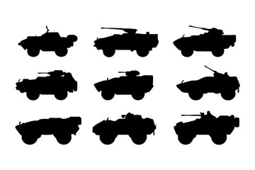 Robust Armored Vehicle Black Silhouette Vector Illustration