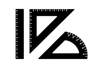 Ruler and Set Square for Drafting Vector Illustration