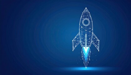 Abstract illustration of a rocket launching into space.