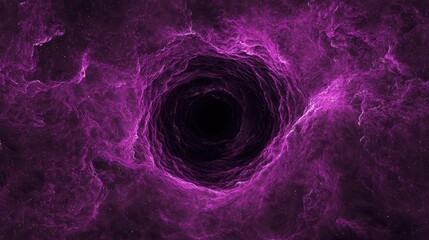 Cosmic Black Hole Portal with Purple Clouds and Nebula Effects