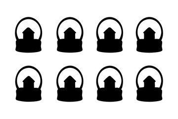 Snow Globe with House Black Silhouette Vector Illustration